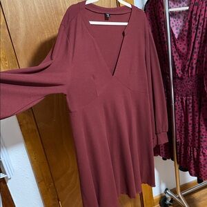 SHEIN Deep Red Long Sleeve Dress